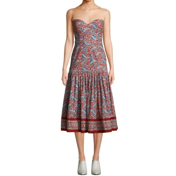 Veronica Beard Dresses & Skirts - Veronica Beard 'Fiore' Strapless Linen-Blend Midi-Dress, Clay Multi